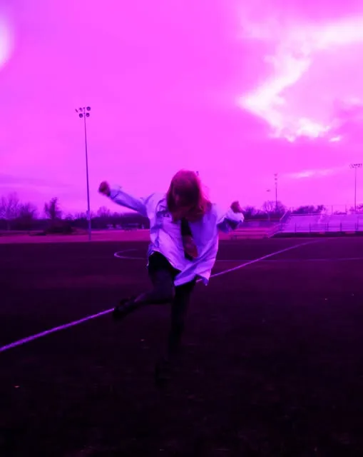 Field portrait under a magenta sky by Gracie Denton